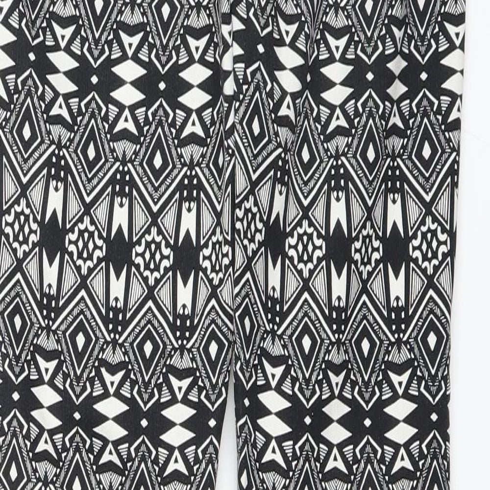 Divided by H&M Womens Black Geometric Trousers Size 10 L28 in