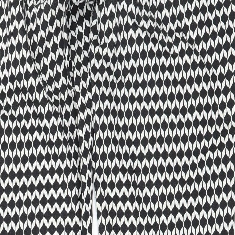 H&M Womens Black Geometric Trousers Size 8 L26 in