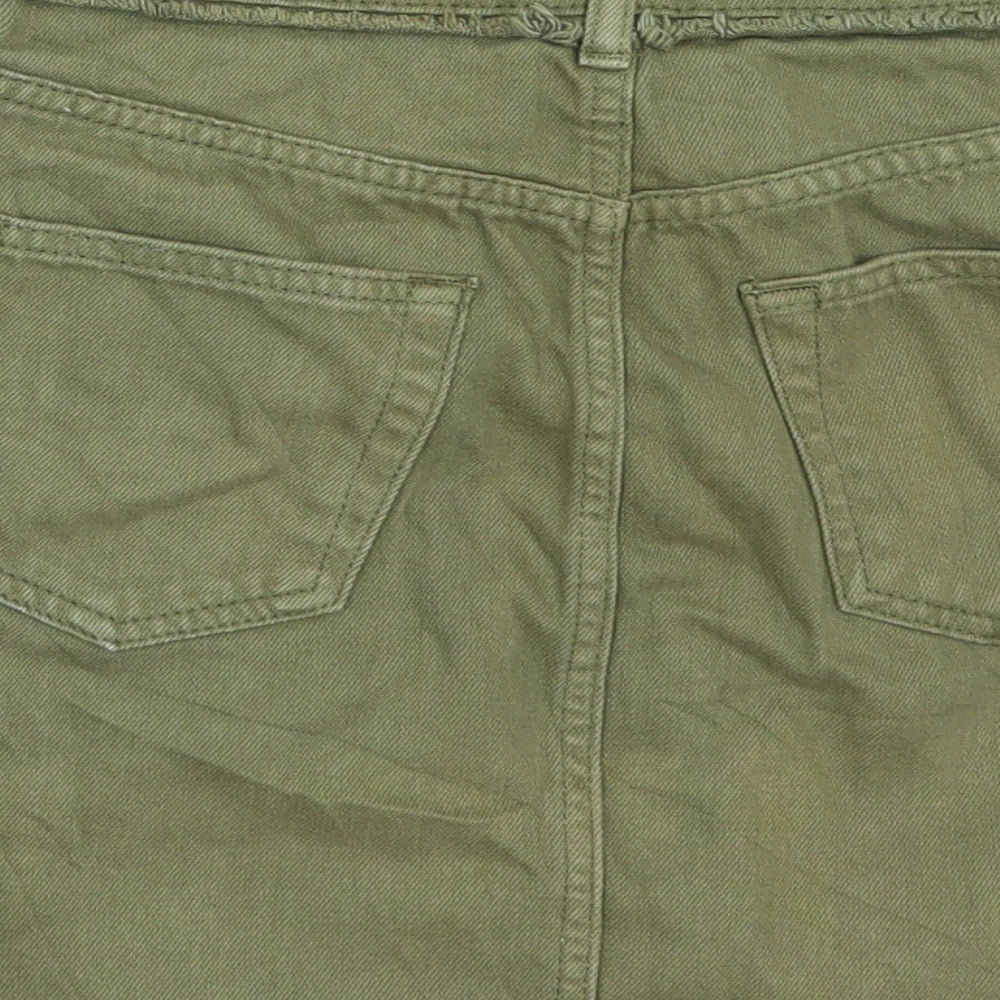 Topshop Womens Green Denim Mini Skirt Size 6