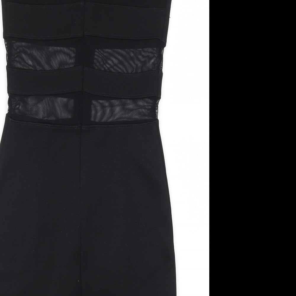 Topshop Womens Black Geometric Mini Size 6 - Mesh Cut Out