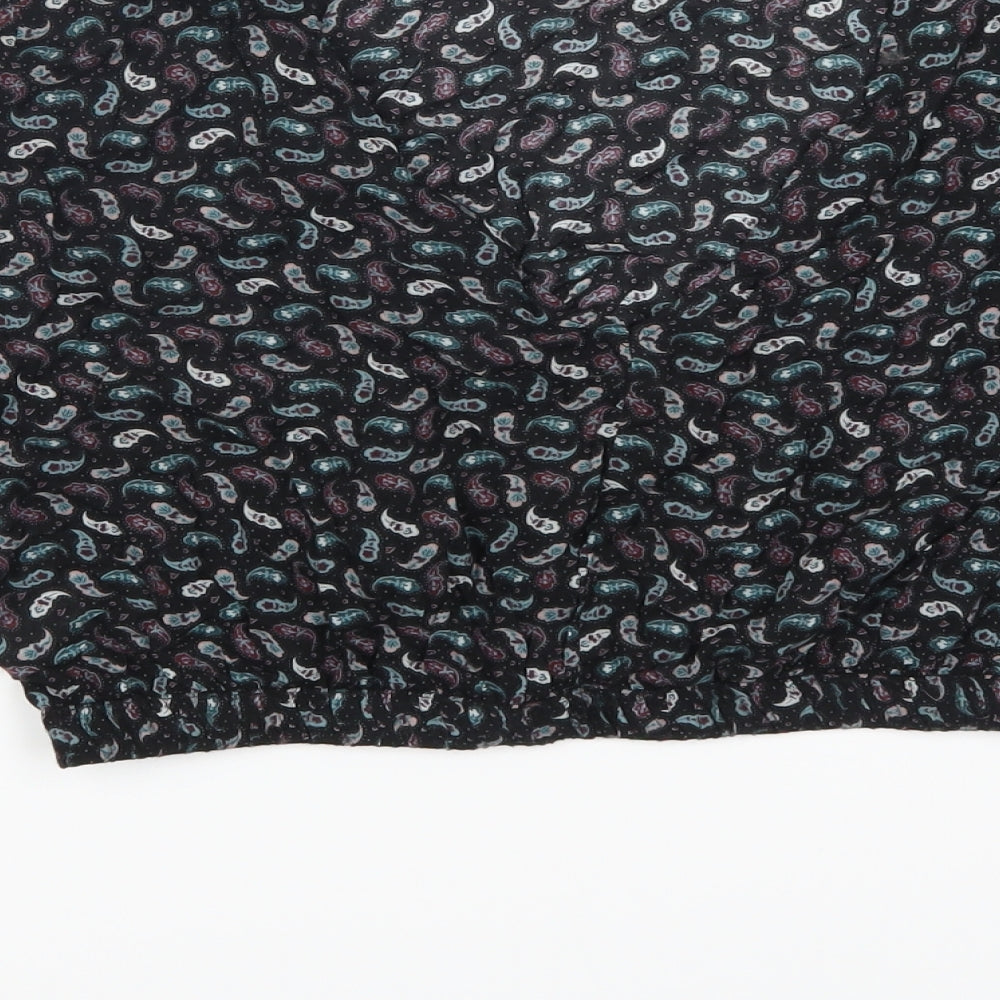 Pull & Bear Womens Purple Paisley Cropped T-Shirt Size M