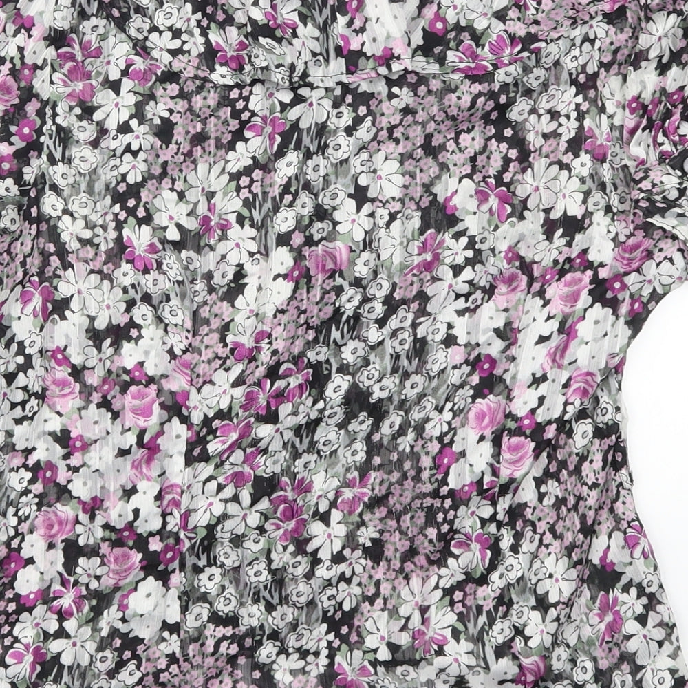 George Womens Purple Floral Basic Button-Up Size 10
