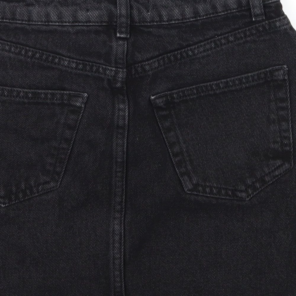 Denim & Co. Womens Black Striped Denim A-Line Skirt Size 4