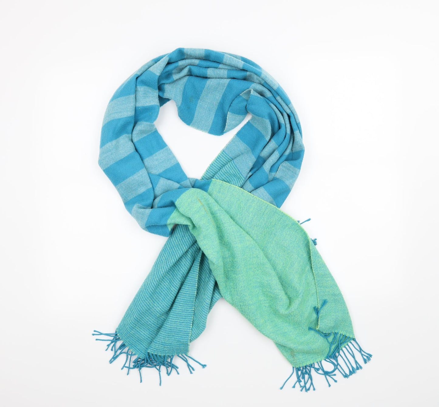 Preworn Womens Blue Striped Scarf
