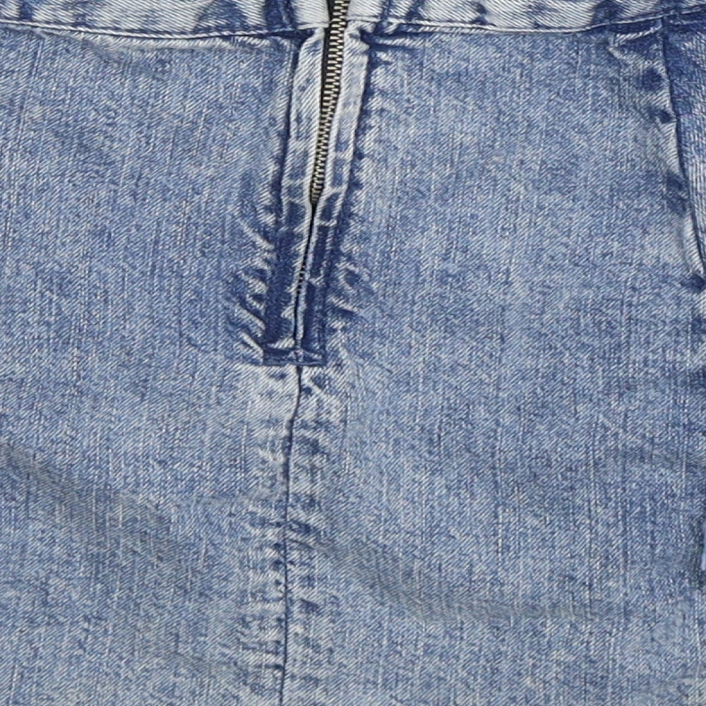 Zara Womens Blue Denim A-Line Skirt Size XS