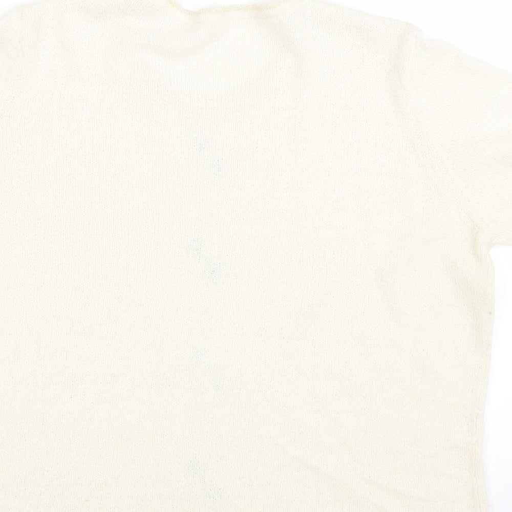 Preworn Womens Beige Floral Jersey T-Shirt Size 16