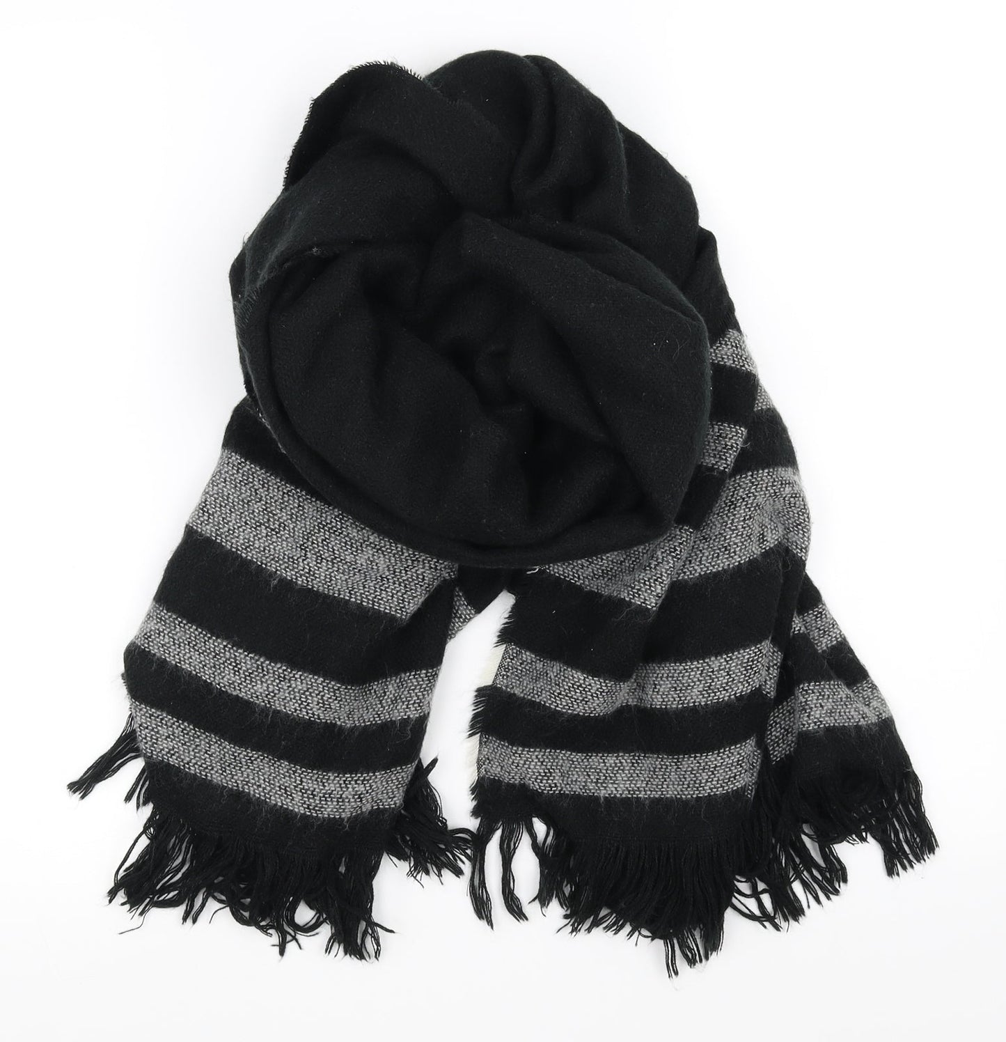 Preworn Unisex Black Striped Scarf
