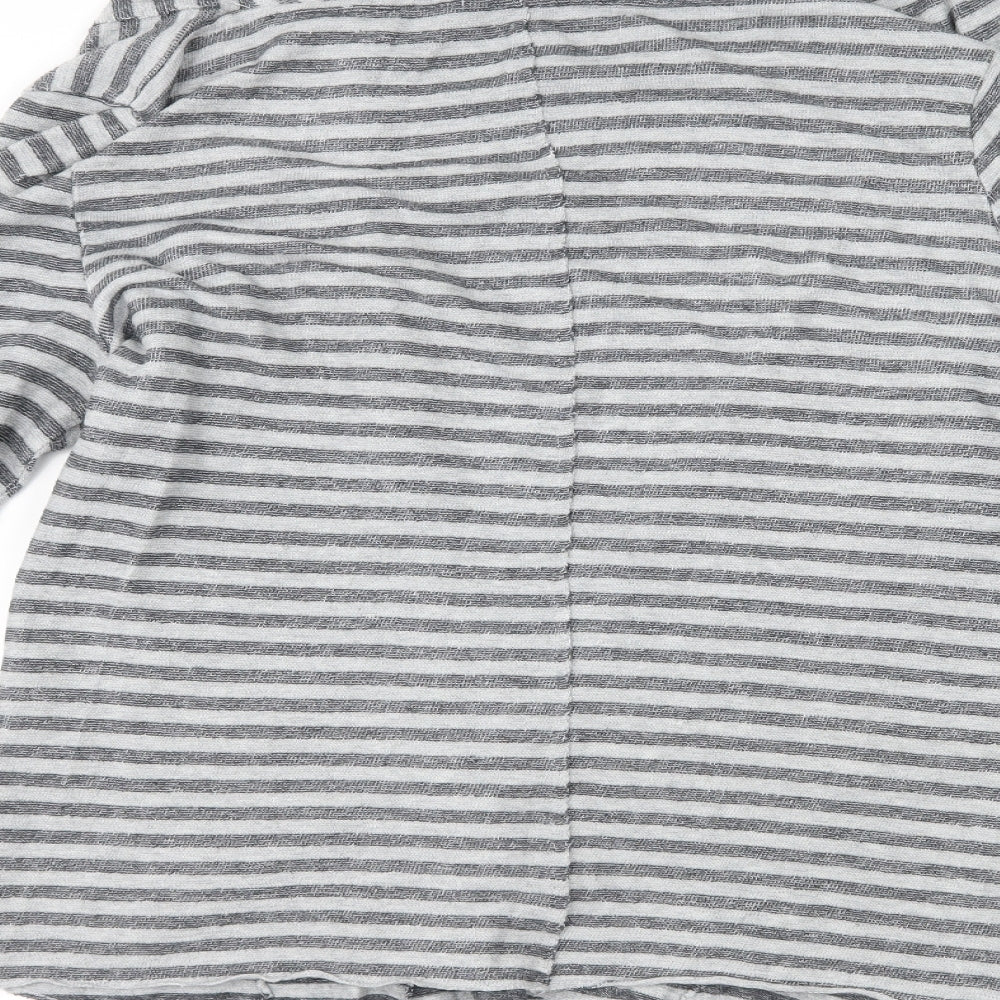 H&M Womens Grey Striped Jacket Coatigan Size S