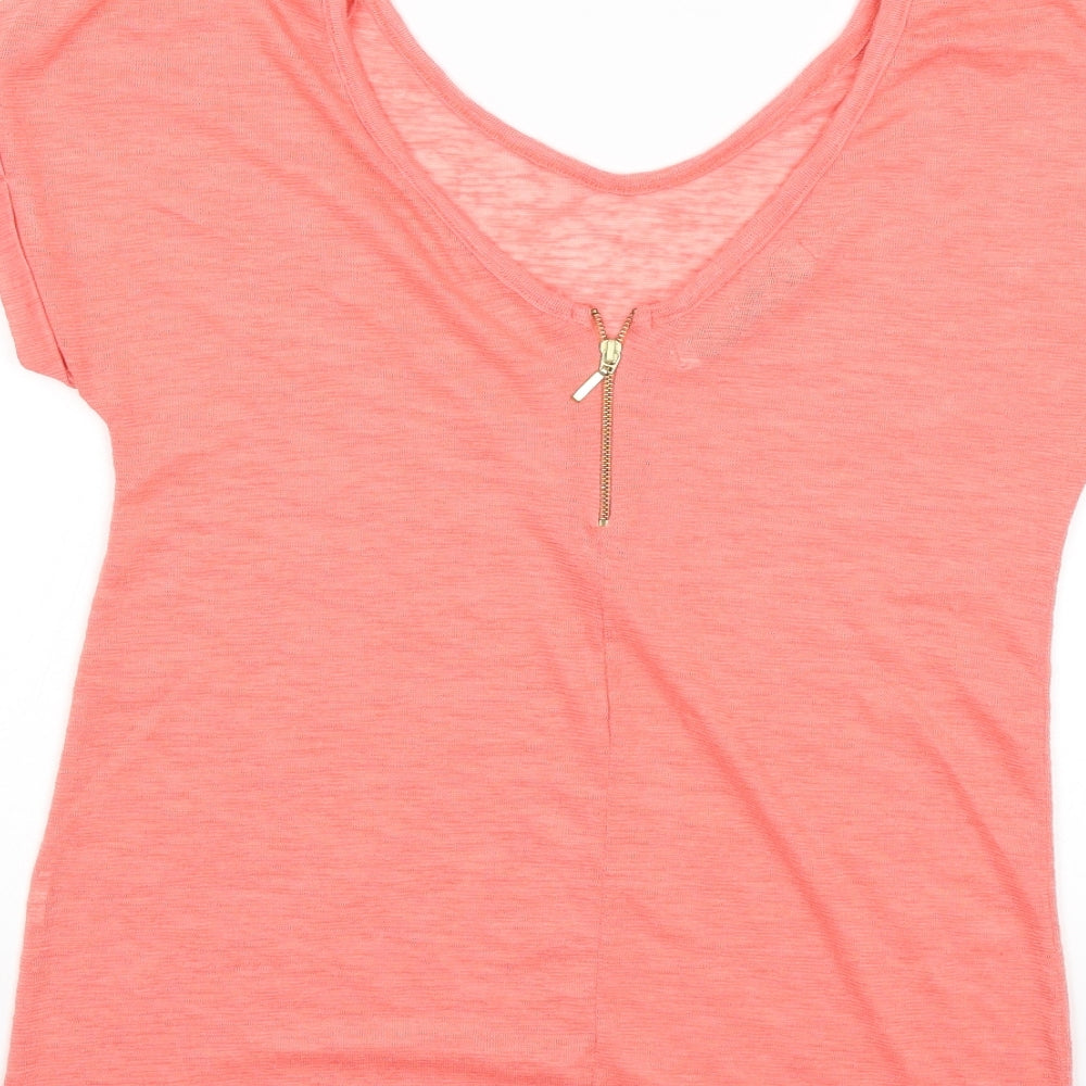Stradivarius Womens Pink Knit Basic T-Shirt Size M