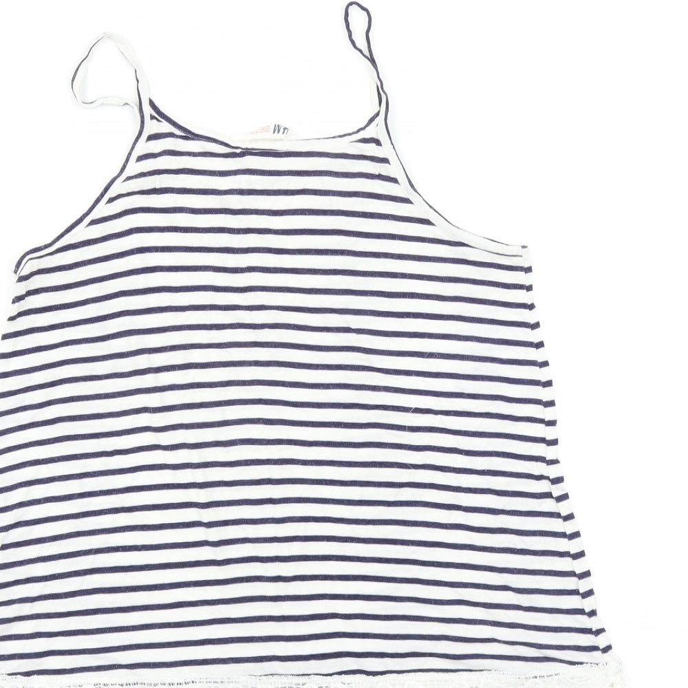 H&M Girls Blue Striped Camisole T-Shirt Size 14 Years