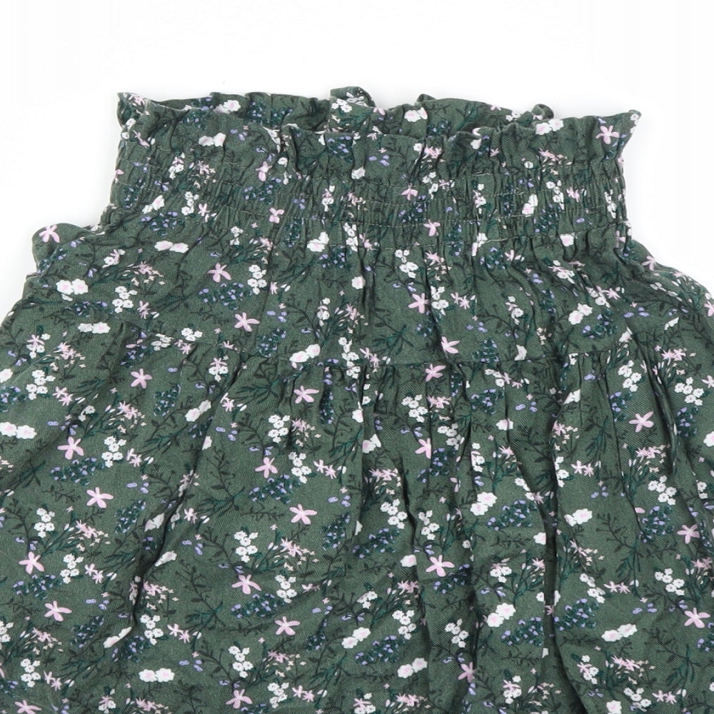 Dunnes Stores Girls Green Floral A-Line Skirt Size 10 Years
