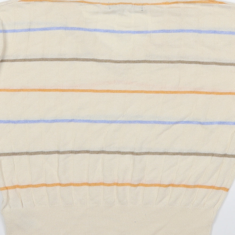 Marks and Spencer Womens White Striped Knit Pullover Jumper Size S