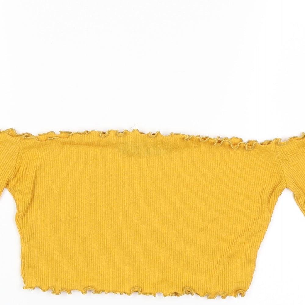 PRETTYLITTLETHING Womens Yellow Basic Blouse Size 4