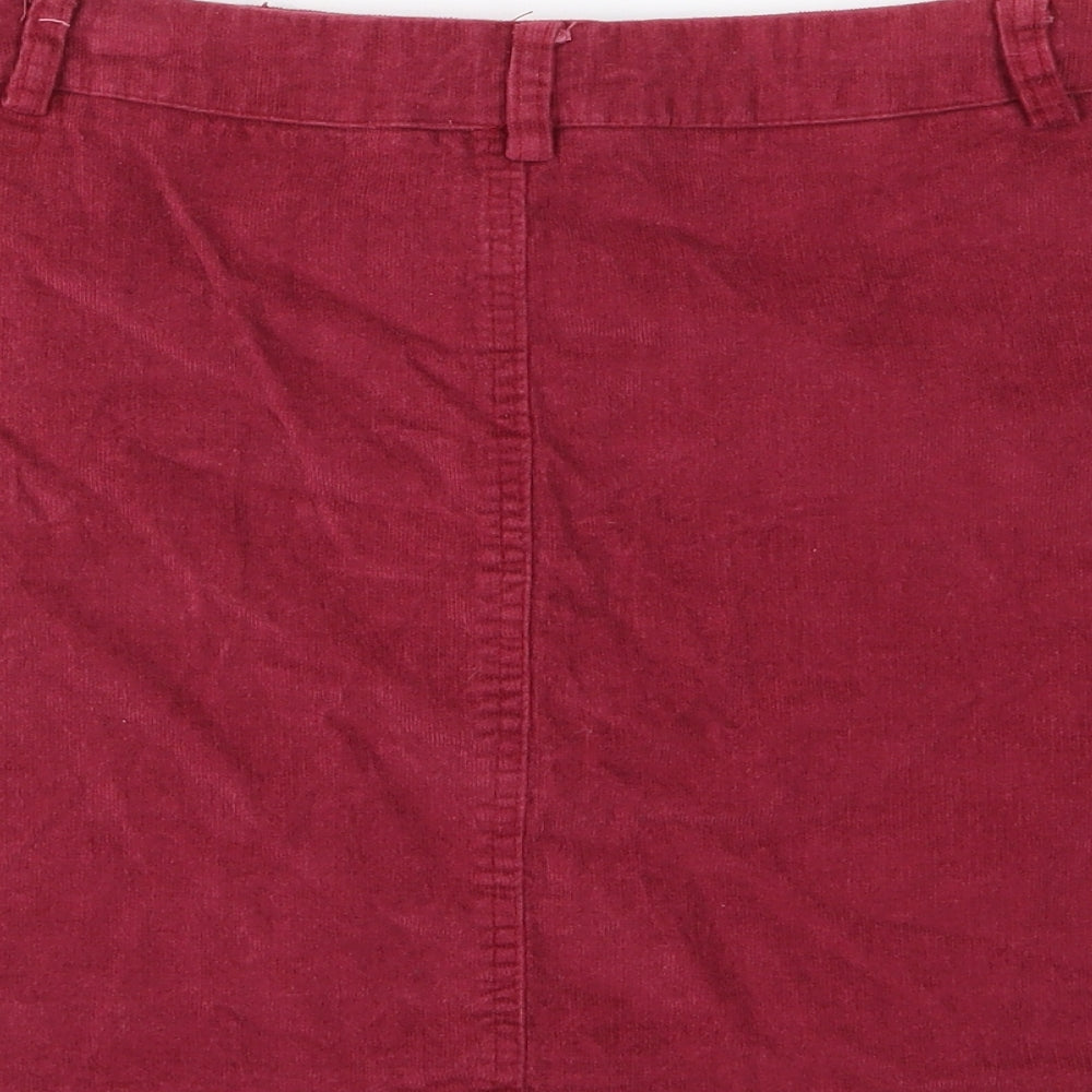 Missguided Womens Red Corduroy A-Line Skirt Size 10