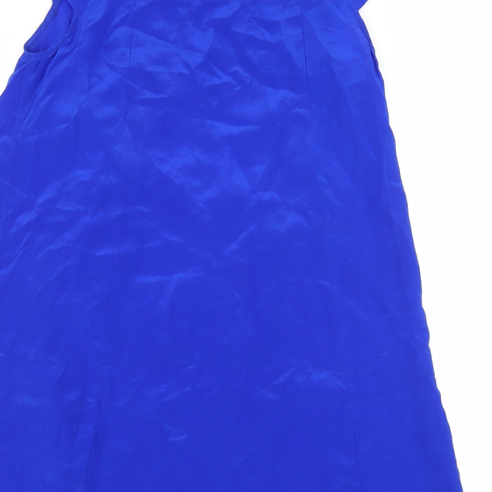 Topshop Womens Blue Satin Sheath Size 8