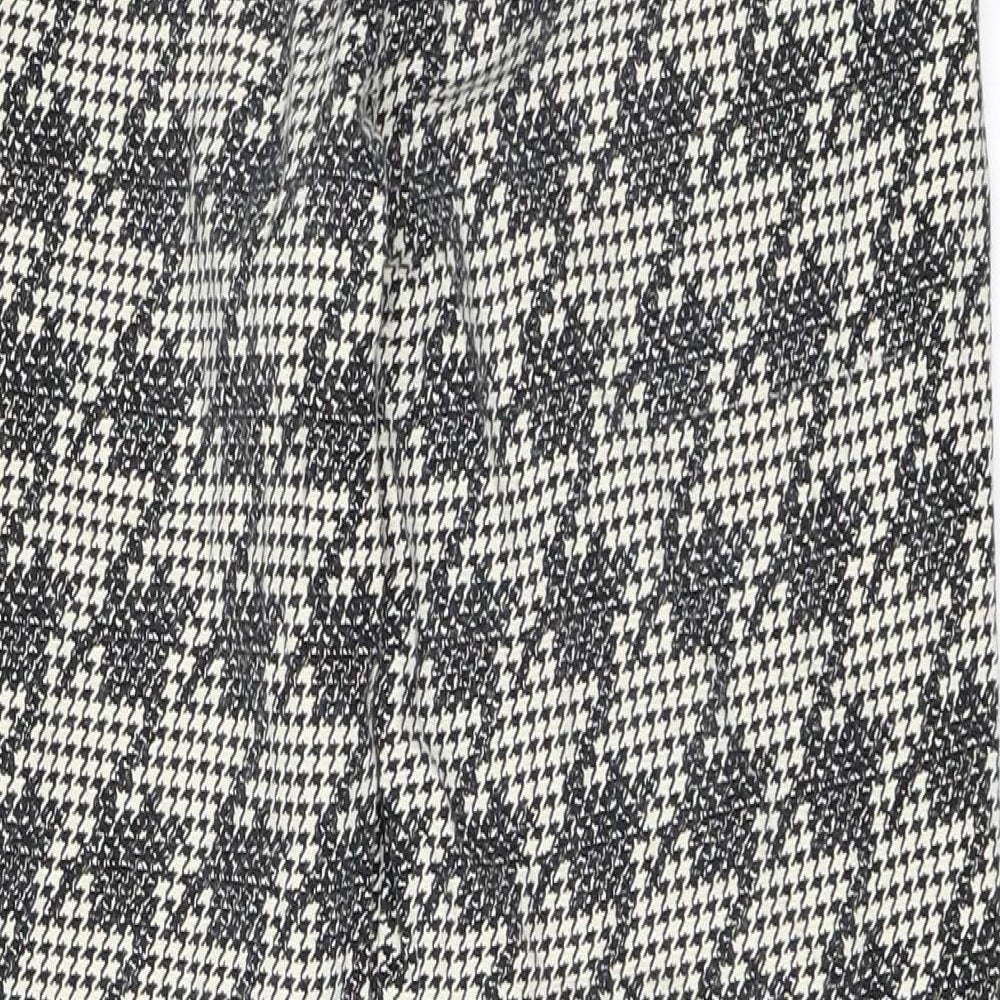 Topshop Womens Ivory Houndstooth Cropped Trousers Size 10 L23 in