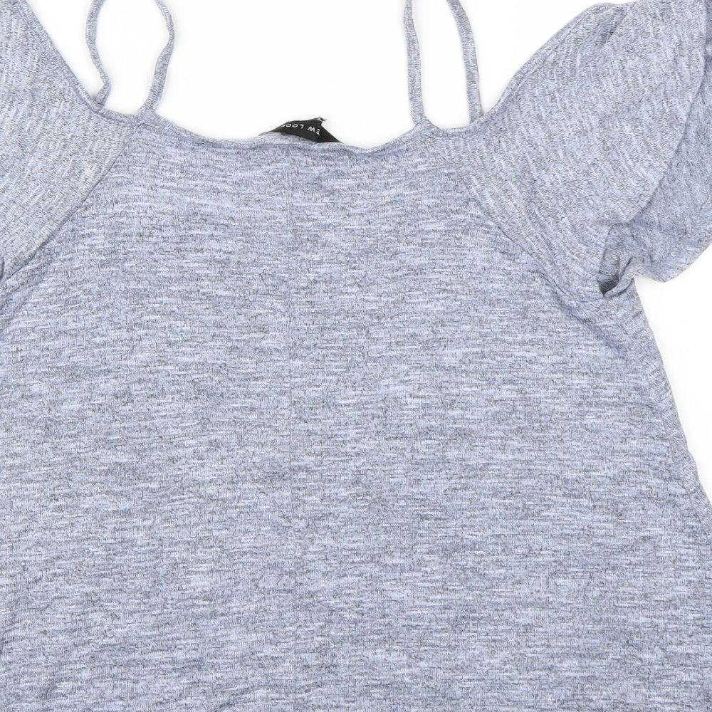 New Look Womens Blue Knit Basic T-Shirt Size 10