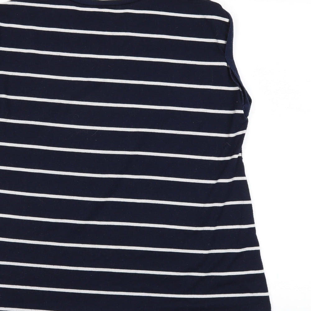 cross roads Womens Blue Striped Basic T-Shirt Size S