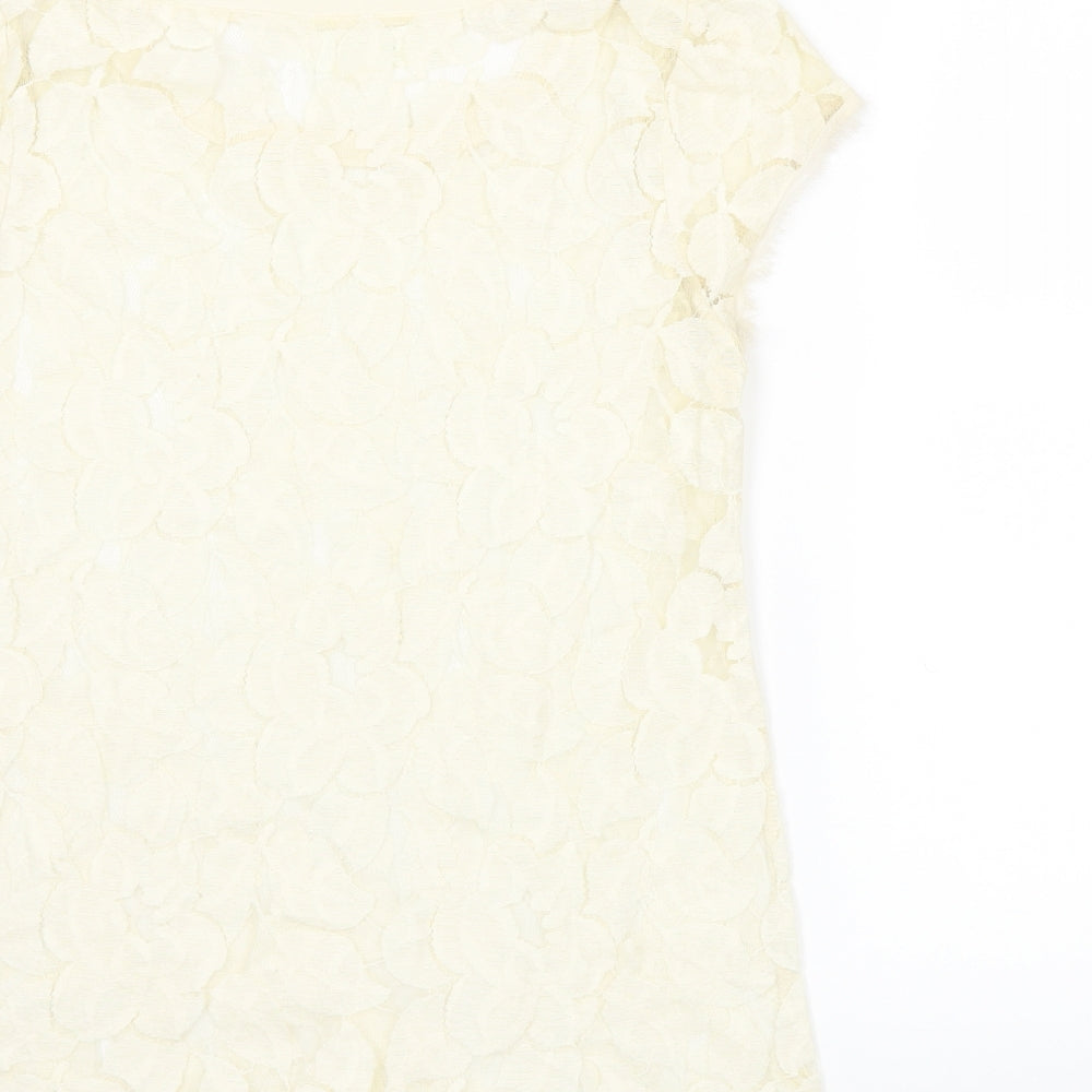 Zara Womens Ivory Basic T-Shirt Size M