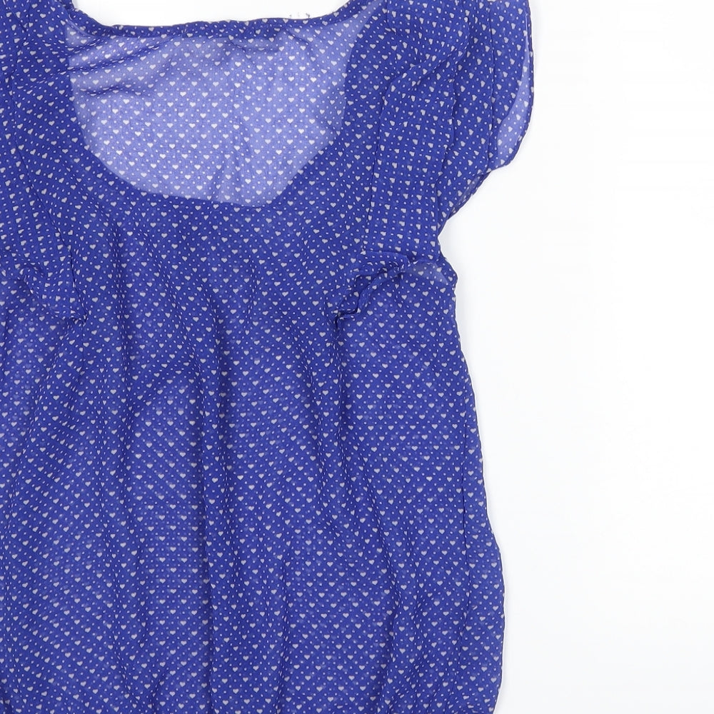 Zara Womens Blue Polka Dot Basic Blouse Size XS