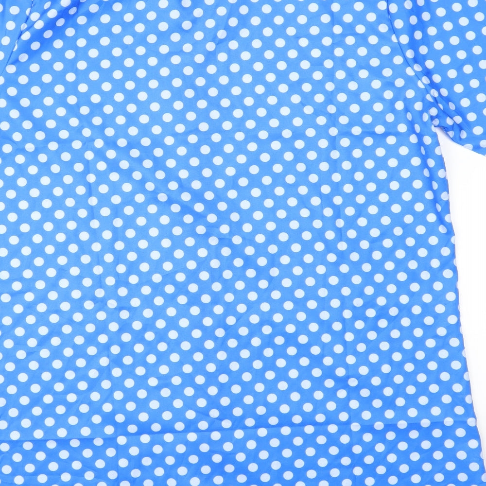 Preworn Womens Blue Polka Dot Basic Button-Up Size 3XL