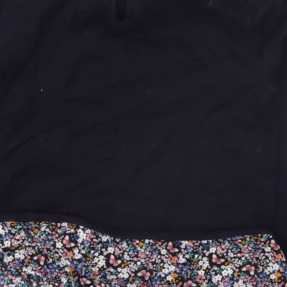 H&M Girls Blue Floral Pullover Jumper Size 5-6 Years
