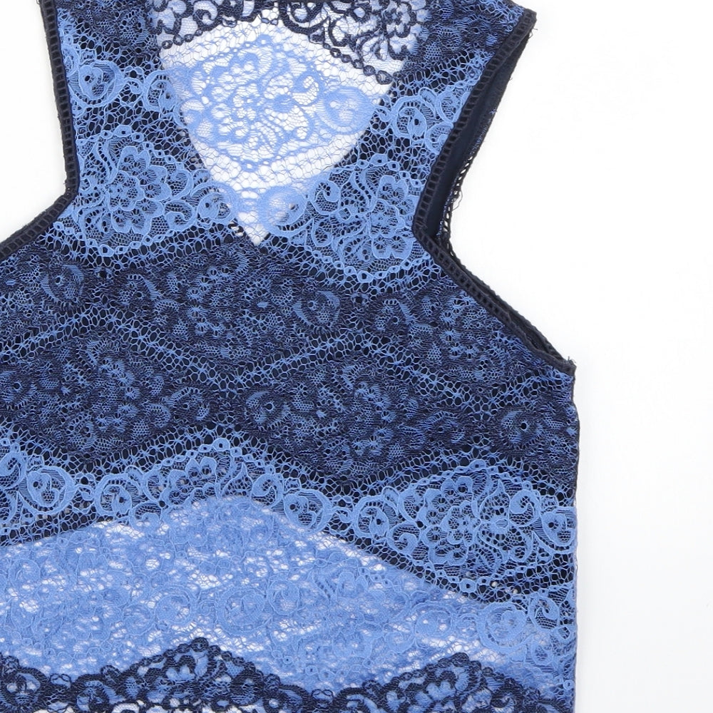 Topshop Womens Blue Lace Cropped Tank Size 8