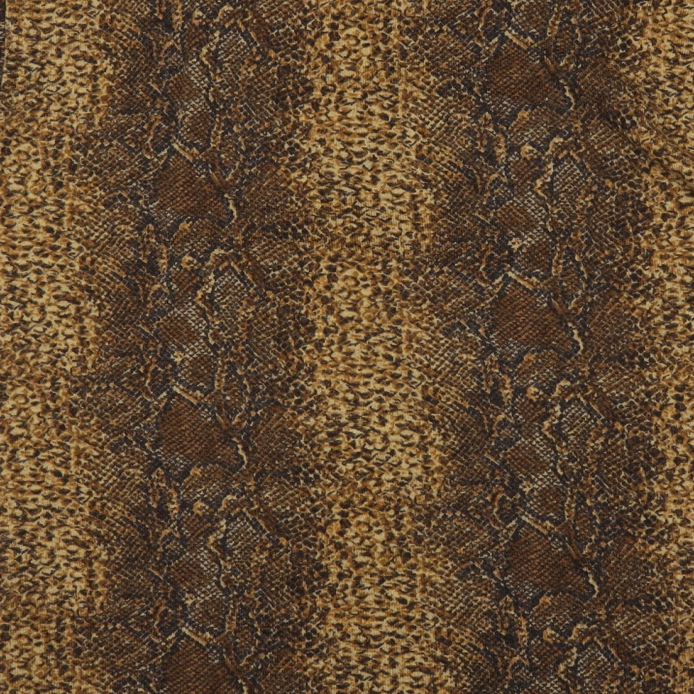Adrienne Vittadini Womens Brown Animal Print Basic T-Shirt Size 10