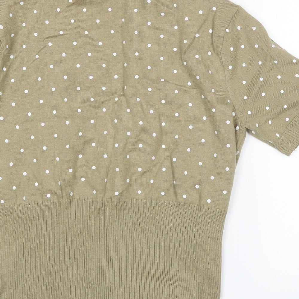 Chillytime Womens Beige Polka Dot Cardigan Jumper Size 14