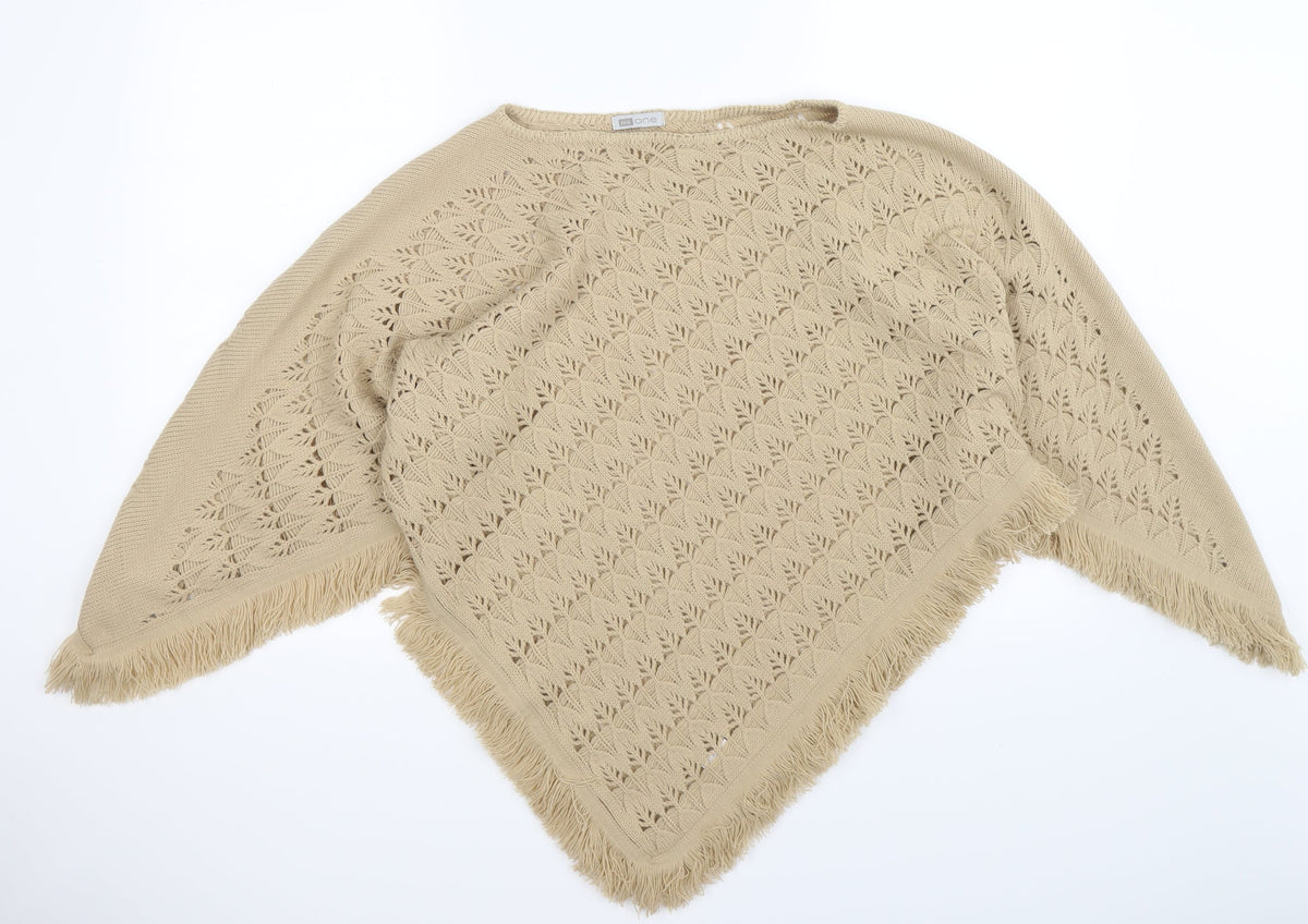 MkOne Womens Beige Knit Shawl/Wrap