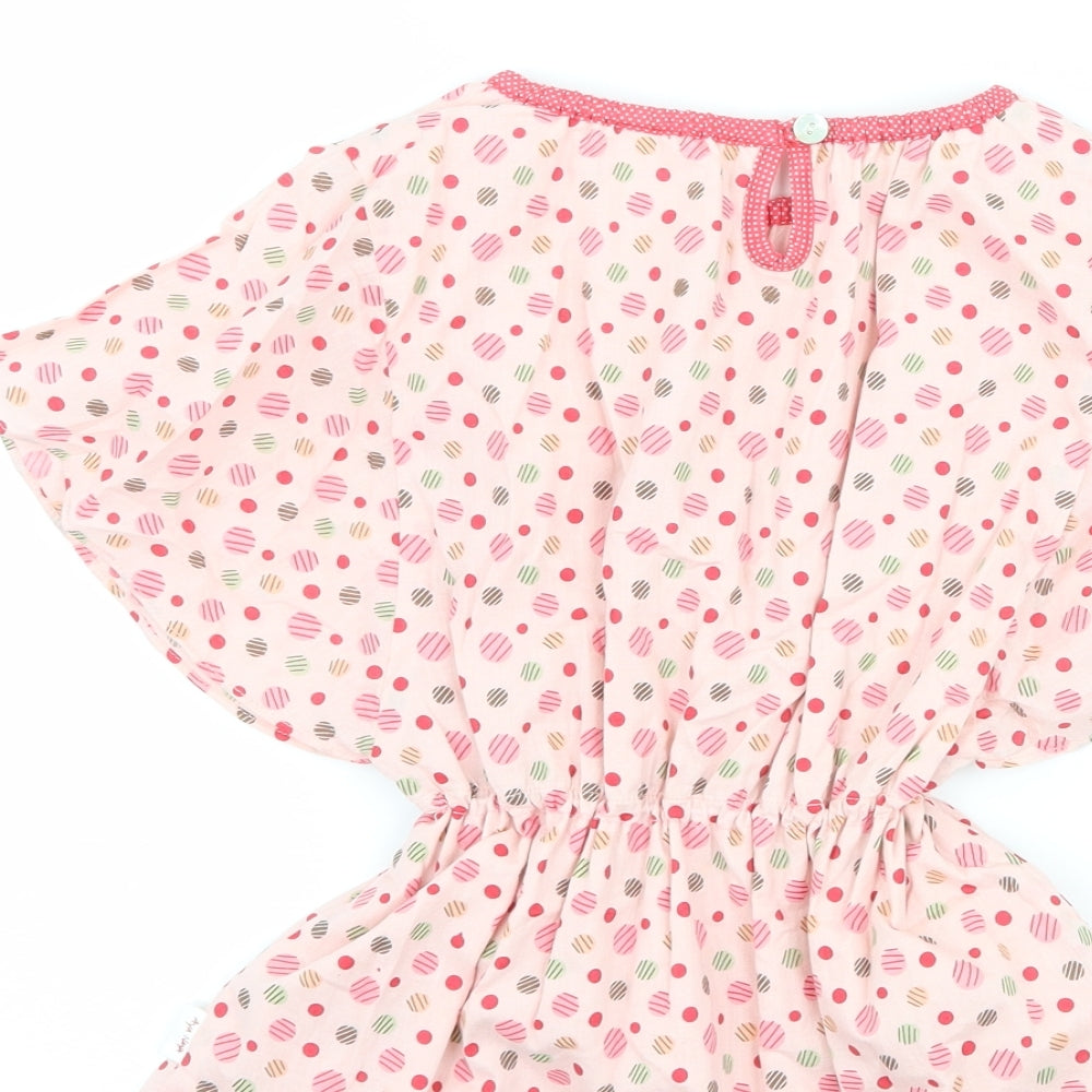 aya naya Girls Pink Polka Dot Basic T-Shirt Size 4 Years