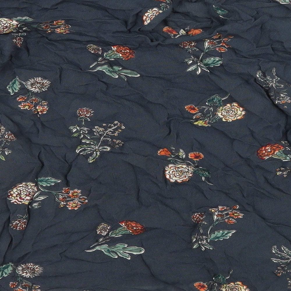 JAPANA Womens Blue Floral Basic Blouse Size M