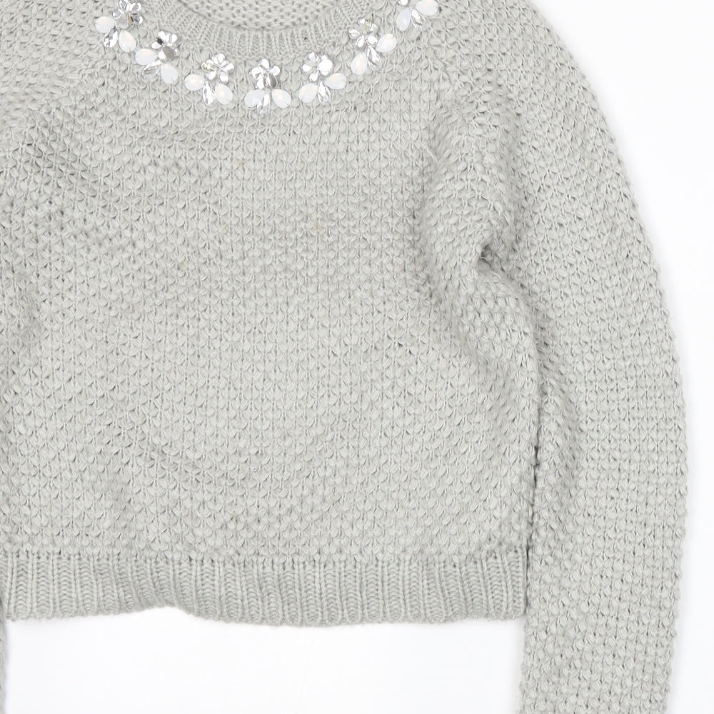 New Look Womens Grey Knit Pullover Jumper Size 14