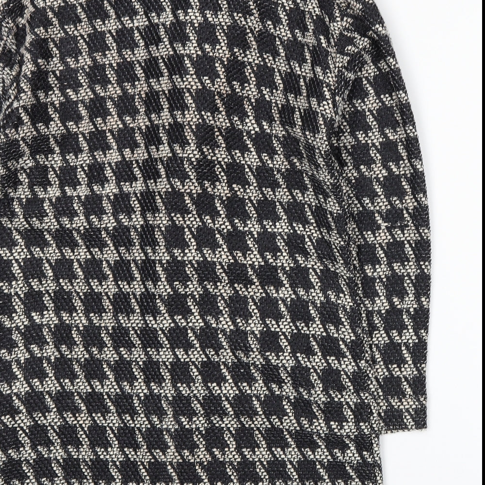Preworn Womens Black Houndstooth Jacket Coatigan Size 6