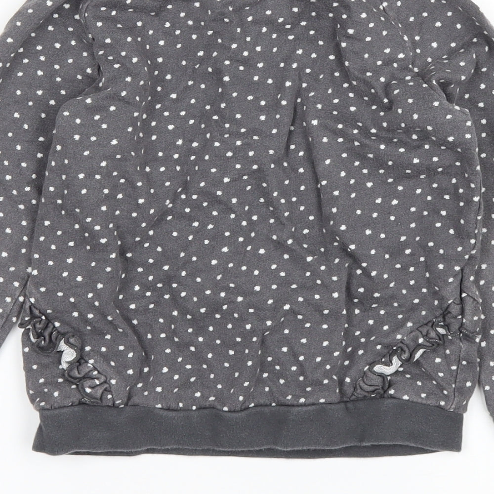 TU Girls Grey Polka Dot Pullover Jumper Size 5-6 Years