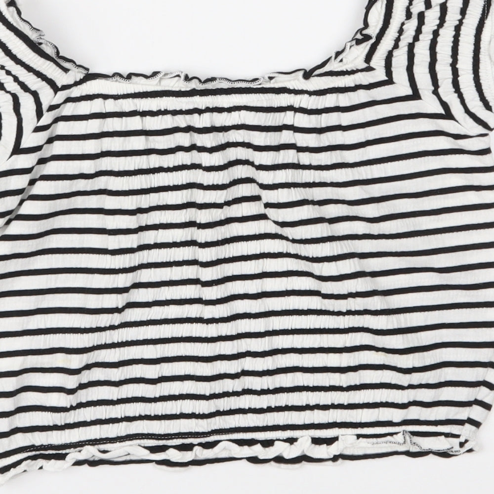 New Look Womens Black Striped Basic Blouse Size 8