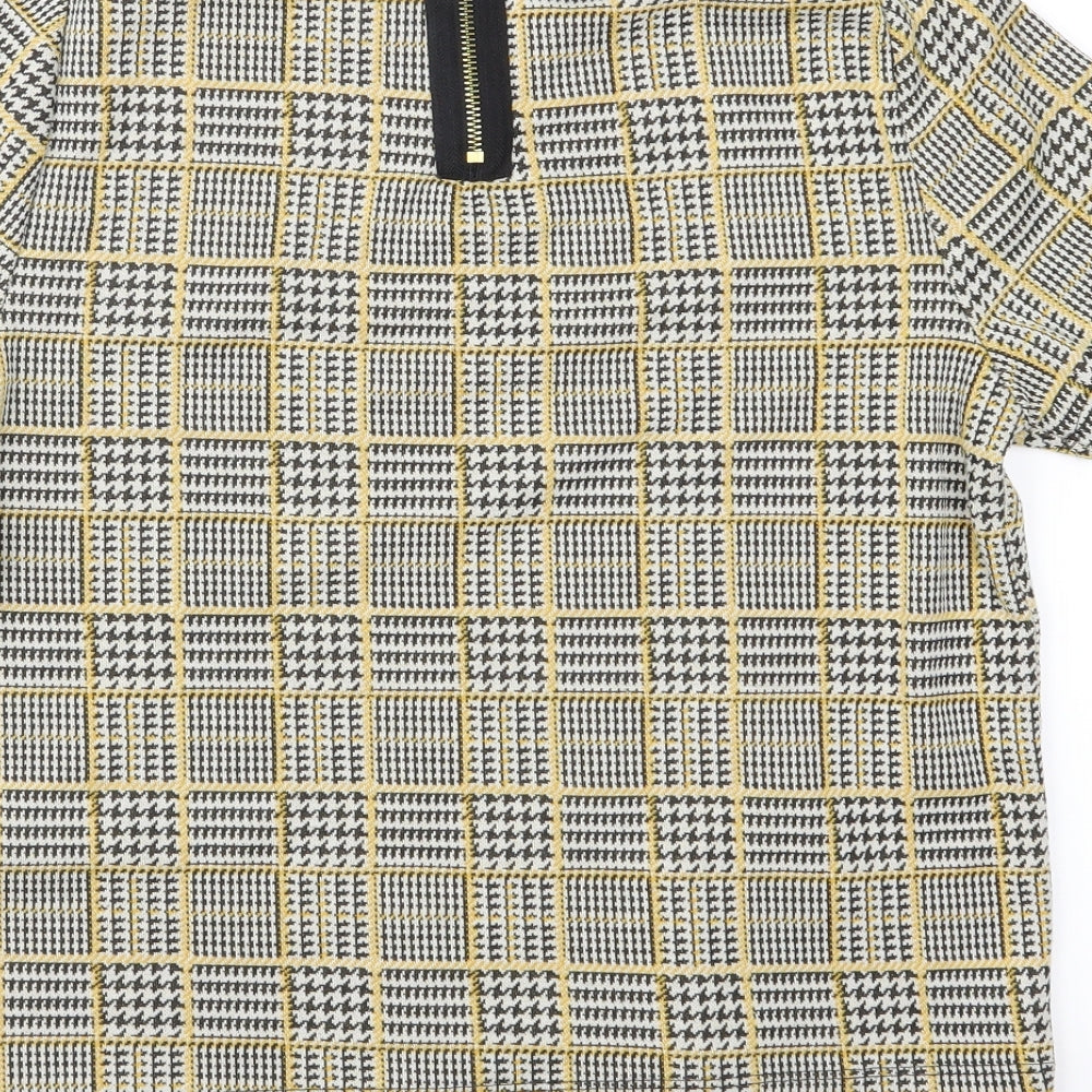 New Look Womens Yellow Check Basic Blouse Size 10