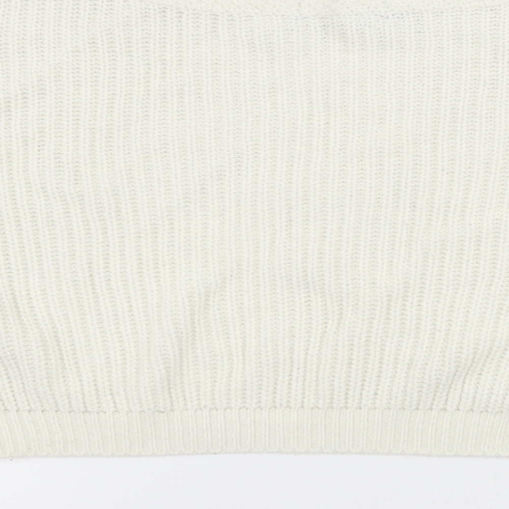 PRETTYLITTLETHING Womens White Knit Pullover Jumper Size S