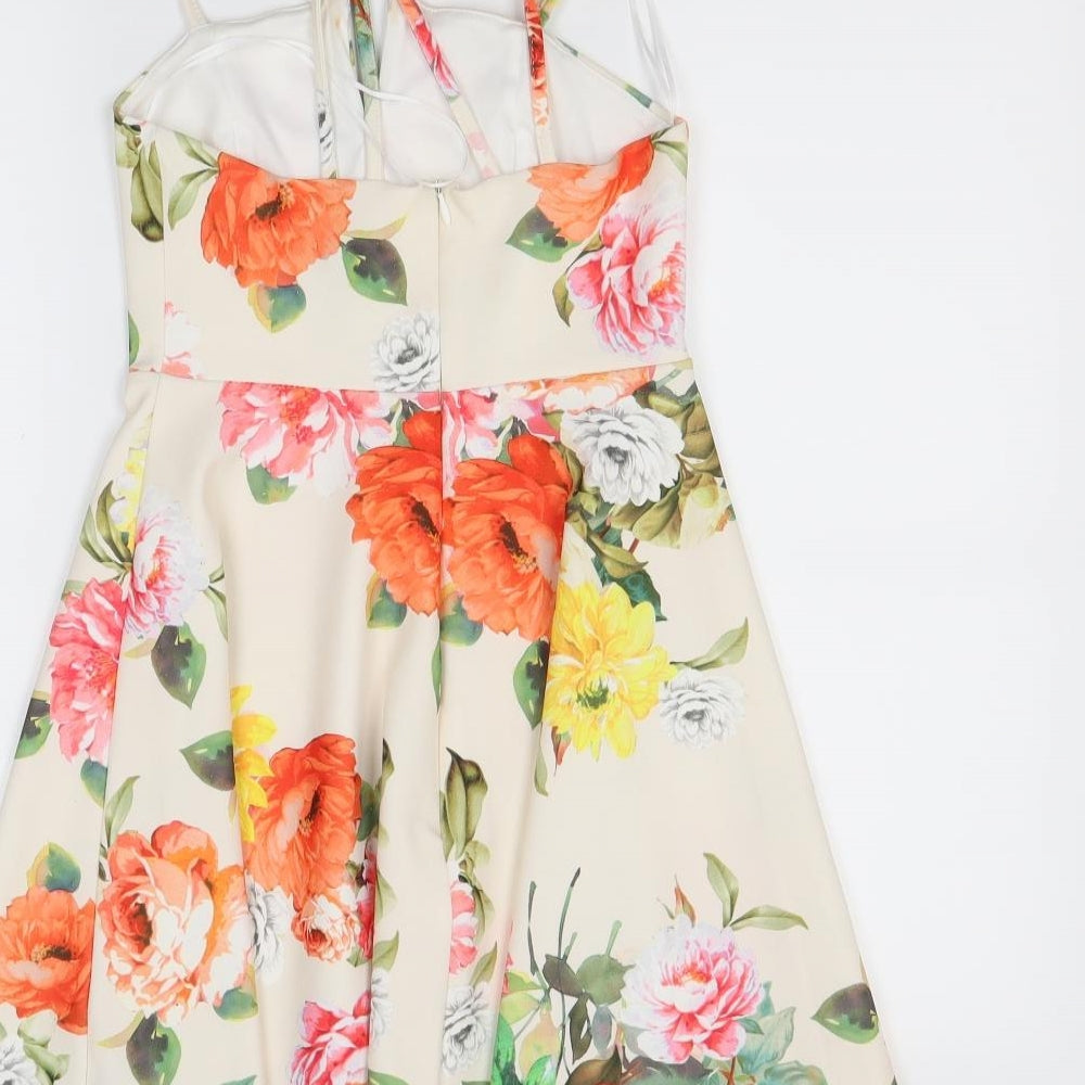 New Look Womens White Floral A-Line Size 6