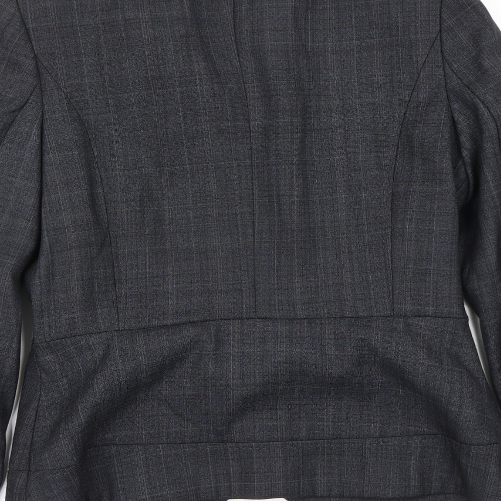 Brand and care label for Zara women’s grey jacket blazer, size UK 6