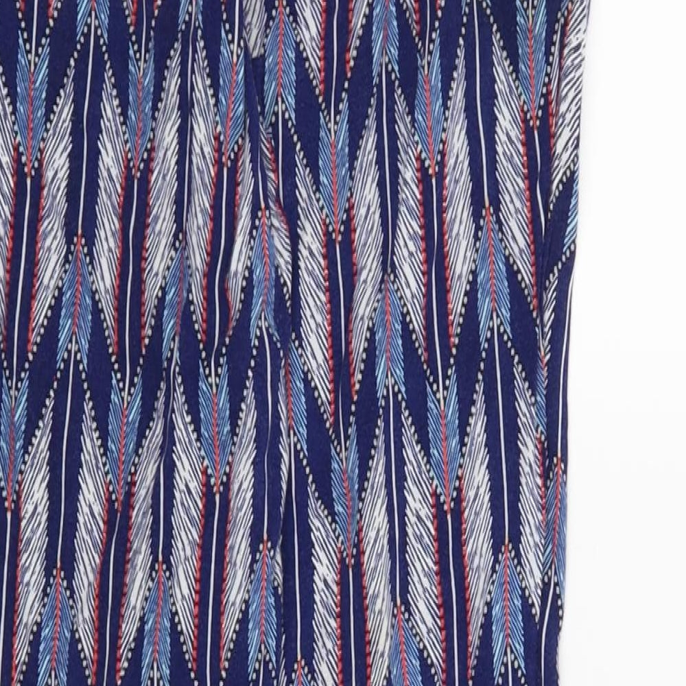H&M Womens Blue Geometric Trousers Size 6 L29 in