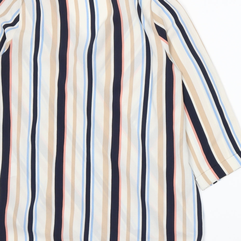 New Look Womens Multicoloured Striped Basic Blouse Size 8