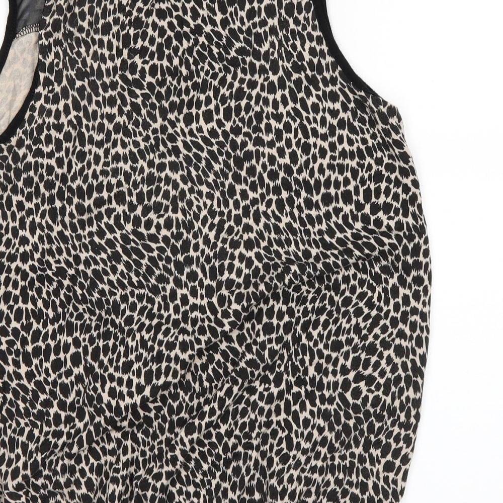 Peacocks Womens Black Animal Print Basic T-Shirt Size 12