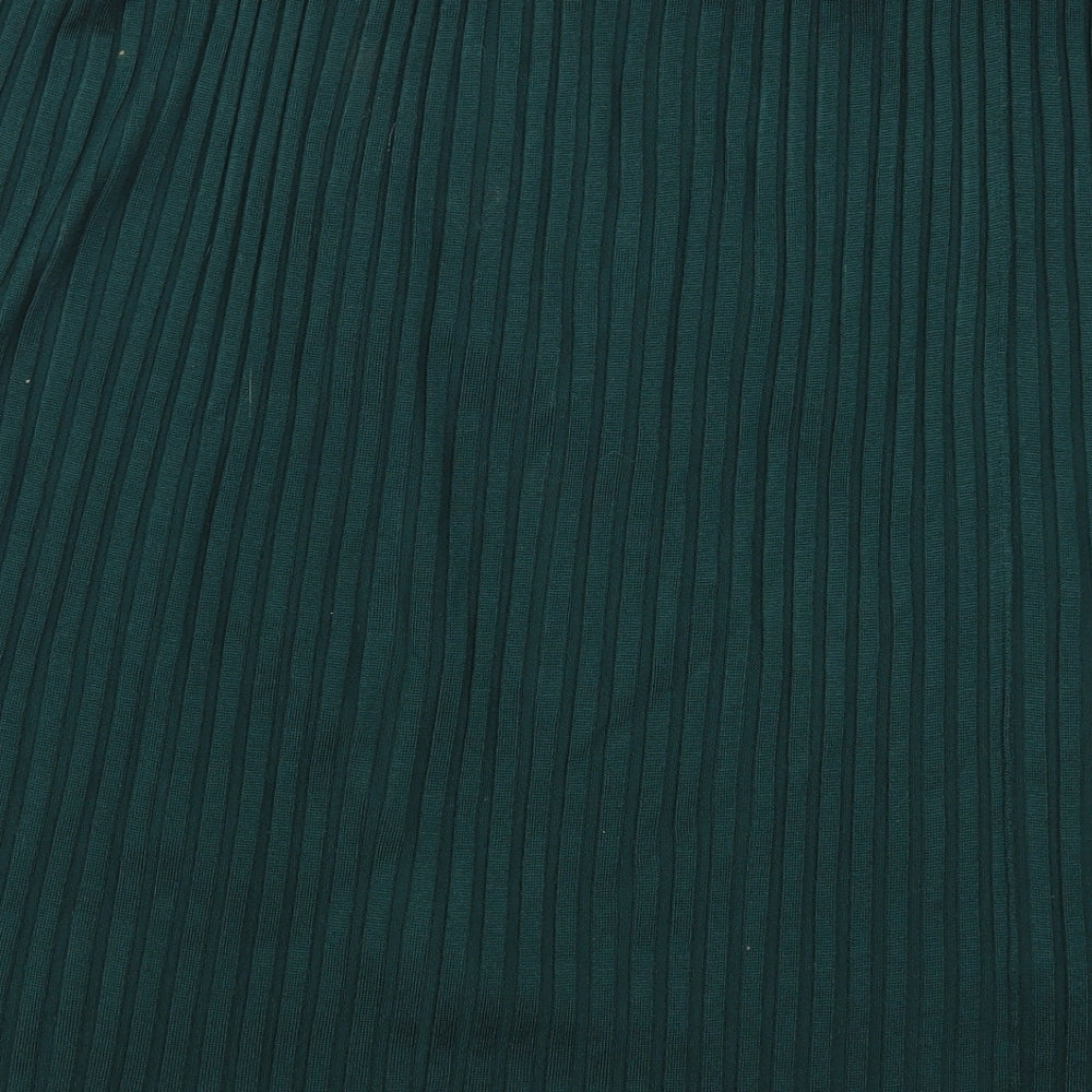 Preworn Womens Green Pleated Skirt Size 36 in