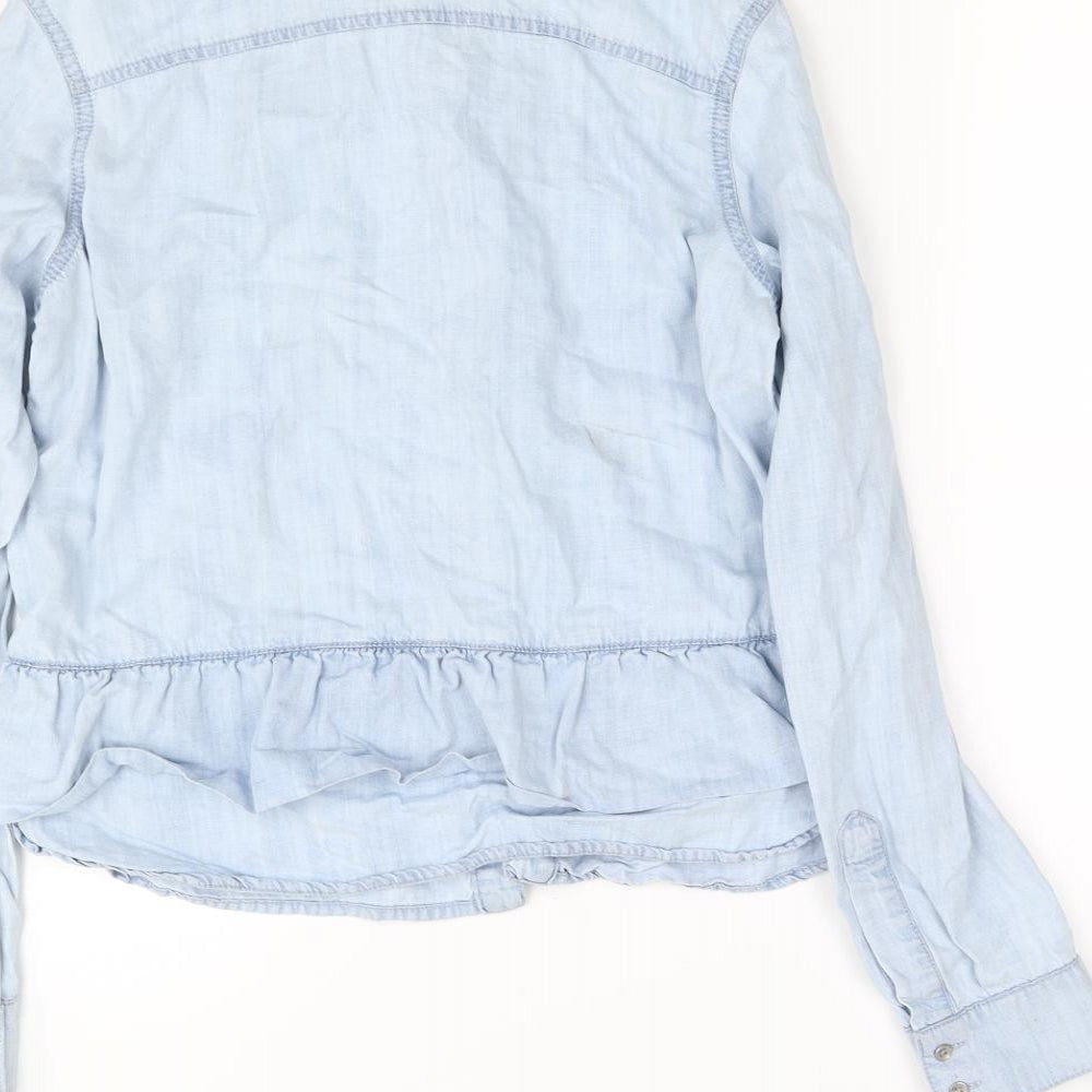 NEXT Womens Blue Basic Button-Up Size 8