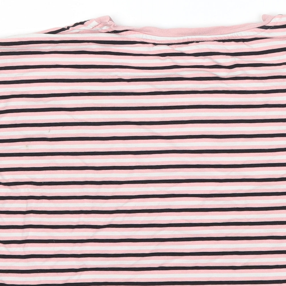 George Girls Pink Striped Basic T-Shirt Size 9-10 Years