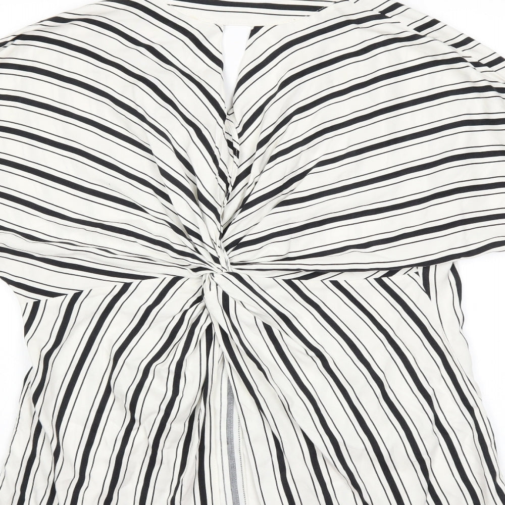 River Island Womens White Striped Basic Blouse Size 10