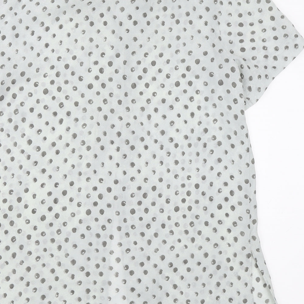 Libra Womens Blue Polka Dot Basic Blouse Size 12