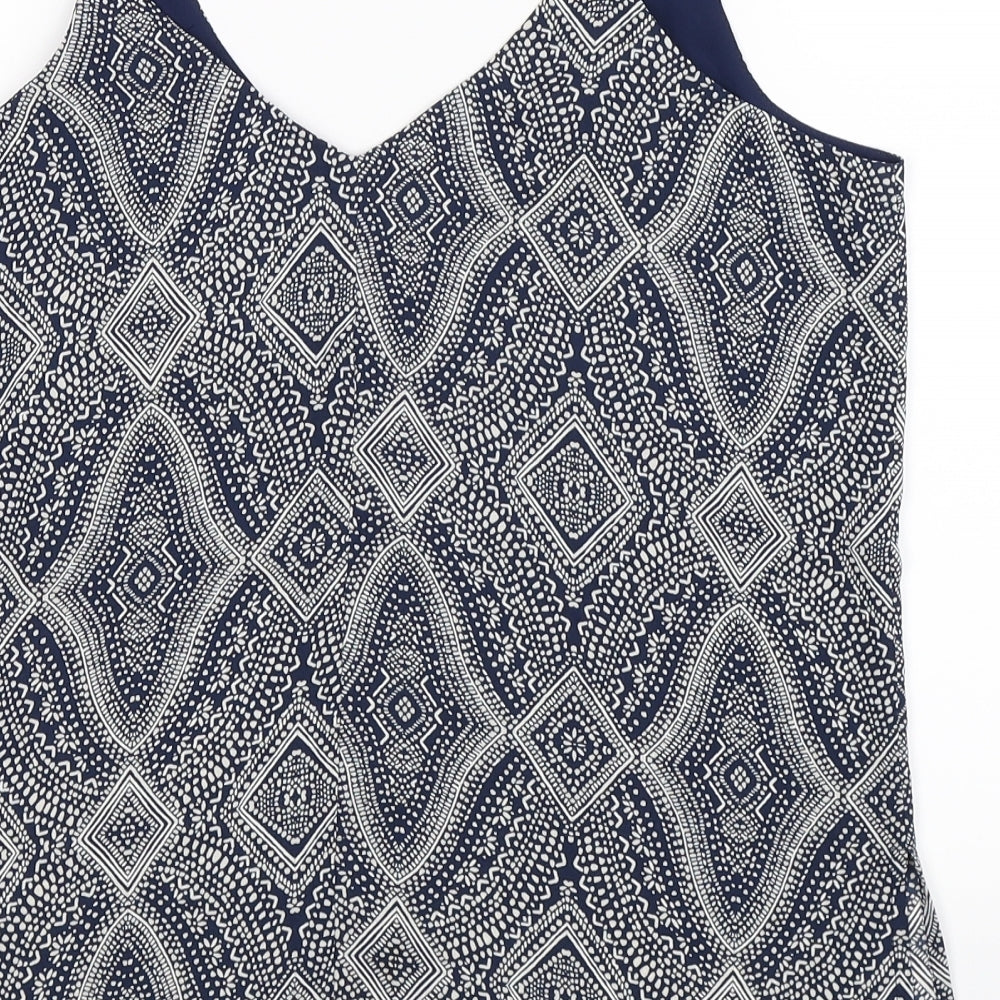 H&M Womens Blue Geometric Basic Tank Size 12