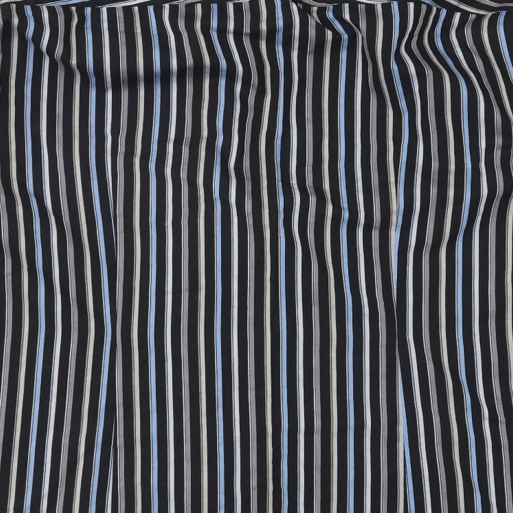 Redhering Mens Black Striped Button-Up Size 15.5